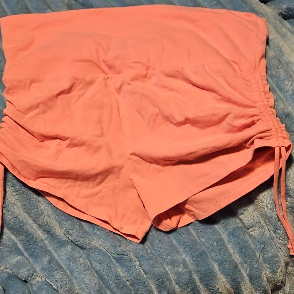 Women's Pink Drawstring  Fold Down Waist Shorts